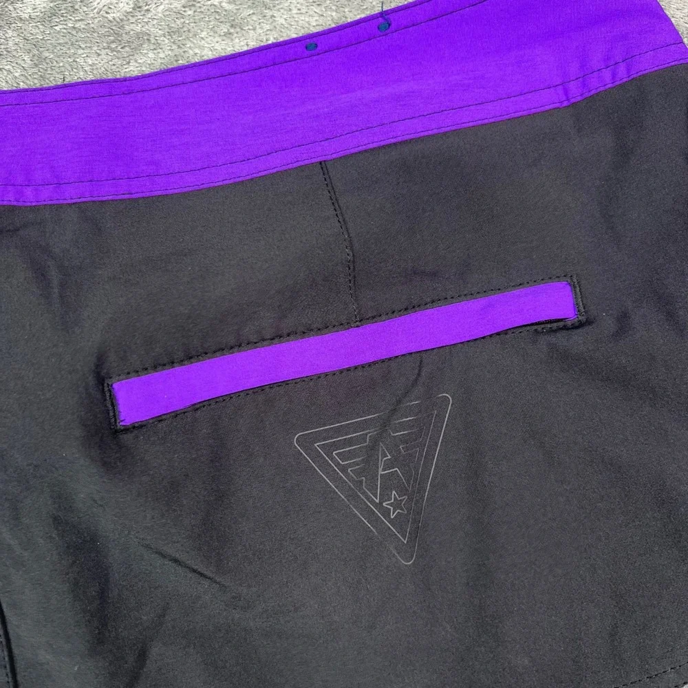 American Fighter Board Shorts Men 36 Grey Black Purple Patterned Swim Trunks 10